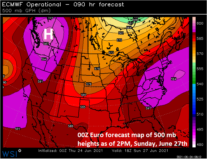 11:10 AM (Thursday) | *Intense heat in the Pacific Northwest in the near-term…strong tropical wave exits off of Africa and may become a concern for the Southeast US/Gulf of Mexico in the longer-term*