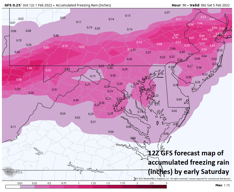 1:30 PM | ***No rest for the weary in the Mid-Atlantic region…chance for some “black ice” late tonight…threat for ice/snow on Friday and a possible “freeze-up” on Friday night***