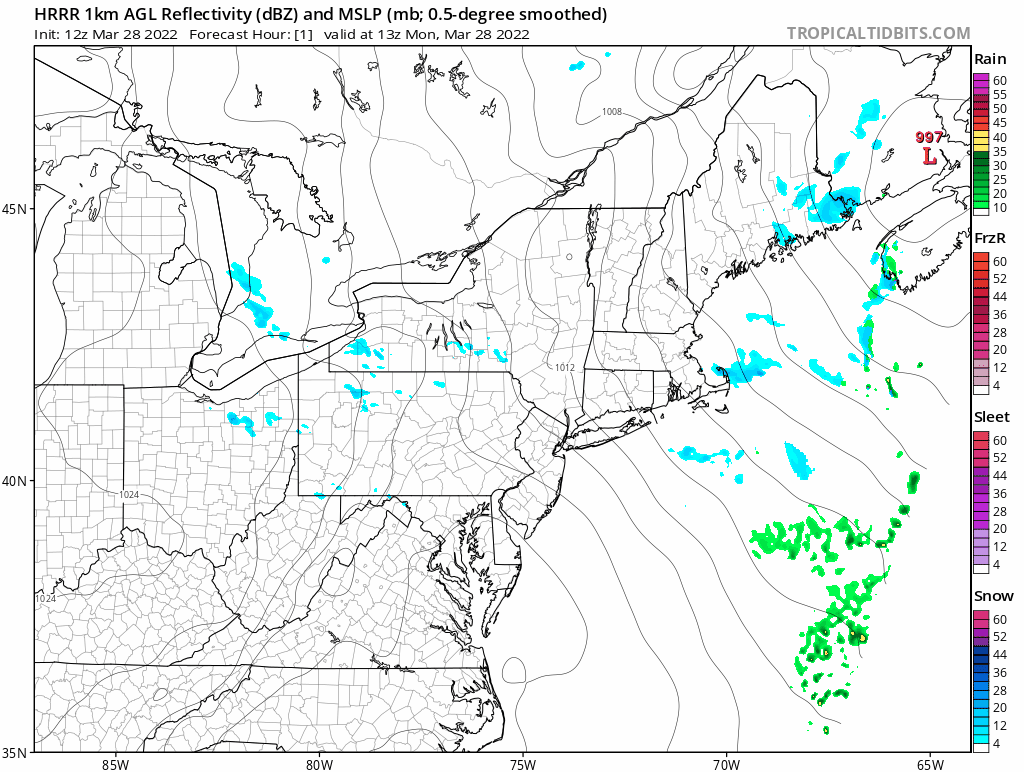 9:30 AM | ***Unusual cold today in the Mid-Atlantic with continuing strong winds...numerous snow showers/squalls will form in destabilizing atmosphere…cold air outbreaks to continue into mid-April***