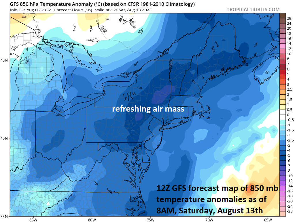 1:00 PM | **High heat and humidity today in the Mid-Atlantic region with a tropical connection…refreshing air mass coming for Friday, Saturday, and Sunday with a northern Canada connection**