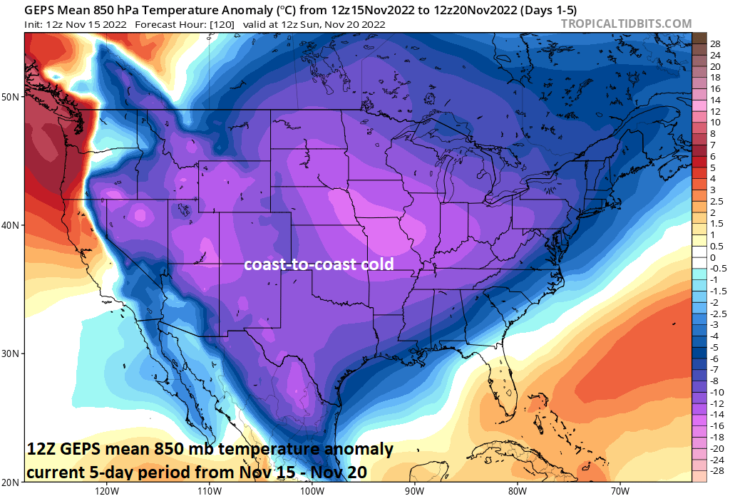 2:00 PM | ***Coast-to-coast cold continues through the weekend…numerous low temperature records on the way…snow today interior Mid-Atl./NE US…intense Great Lakes snow event on the way***