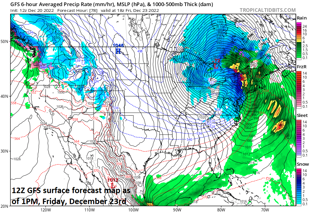 2:00 PM | ****Arctic air mass drops south to Texas…Arctic front reaches I-95 corridor mid-day/afternoon on Friday...plunging temperatures, damaging winds, quick freeze, even a burst of snow****