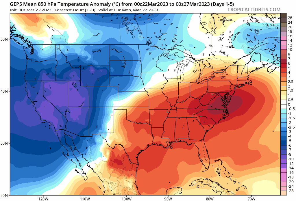 9:30 AM | *Cold air outbreaks to last into the first week of April from the Northern Plains to the Mid-Atlantic/NE US…pattern to produce snow threats in some areas, severe weather in others*