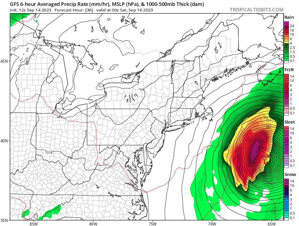3:00 PM (Thursday) | **Lee is now a category 1 hurricane and moving due north…on a path towards the Bay of Fundy in Atlantic Canada - known for its extreme tidal variations**