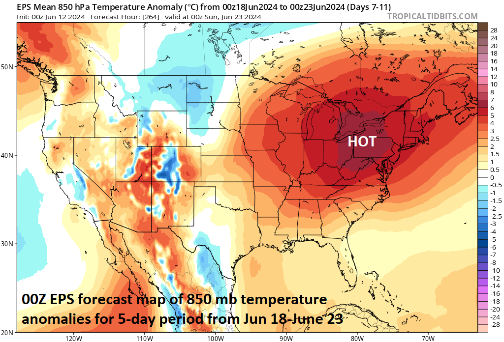 7:00 AM (Wednesday) - **HOT stretch of weather begins early next week...possible strong-to-severe storms late Friday should set stage for a nice weekend**