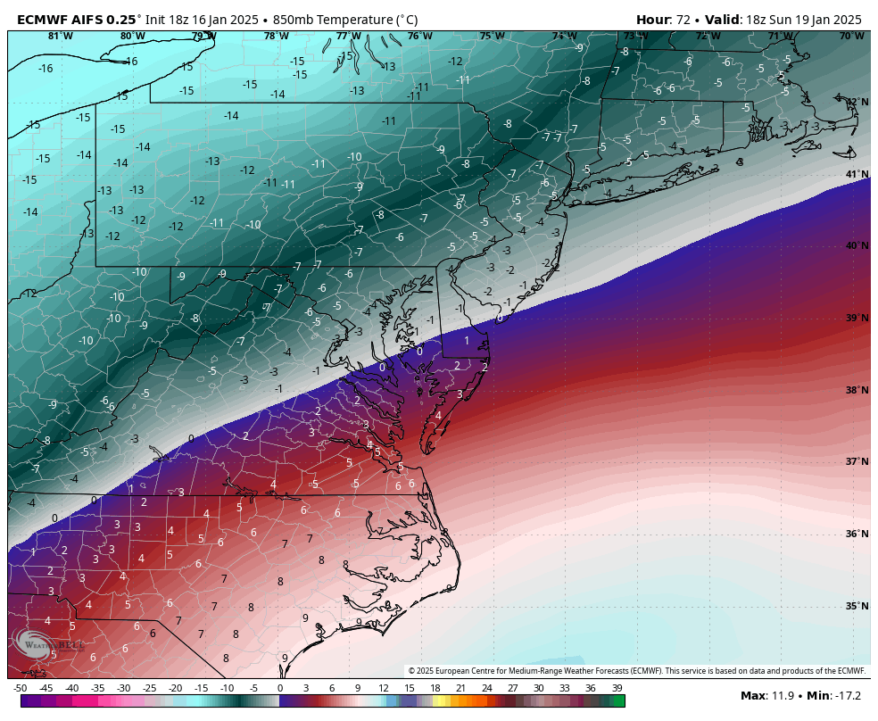*****Accumulating snow in the Mid-Atlantic region on Sunday at front end of an Arctic invasion…several inches on the table I-95 corridor…brutal cold to follow with zero degrees a possibility*****