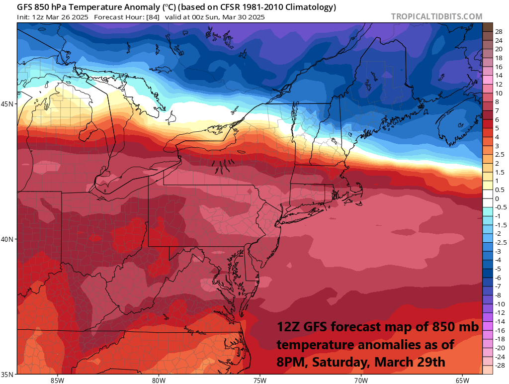 1:10 PM (Wednesday) | *Big-league baseball gets underway on Thursday with sunny, cool conditions in New York City and Washington, D.C. for their home openers...a major-league warm-up this weekend*