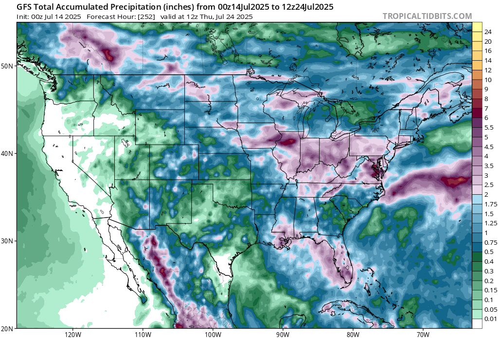 Mon 14 Jul 2025 "Severe thunderstorm threat Mid-Atl/NE US/Midwest...flooding downpours...monsoon SW"