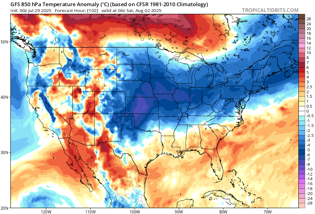 Tue 29 July 2025 "High heat, humidity transition to much cooler start to August...heavy rain threat"