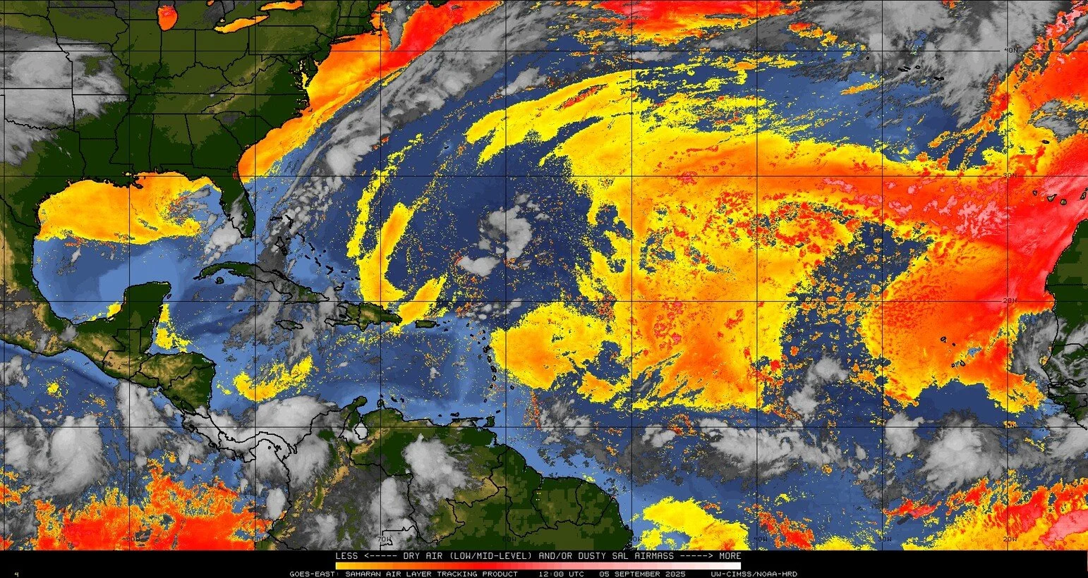 Fri 05 Sep 2025 "Active tropics...widespread cool...dry spell ends...monsoonal moisture...severe wx"