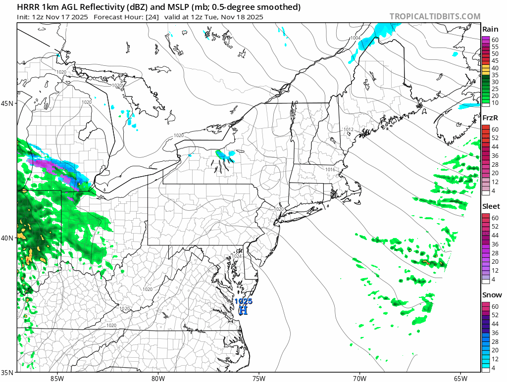 **Low pressure to bring some welcomed rain to the Mid-Atlantic region from later tomorrow to late tomorrow night...and some may see snowflakes mixed in at times**