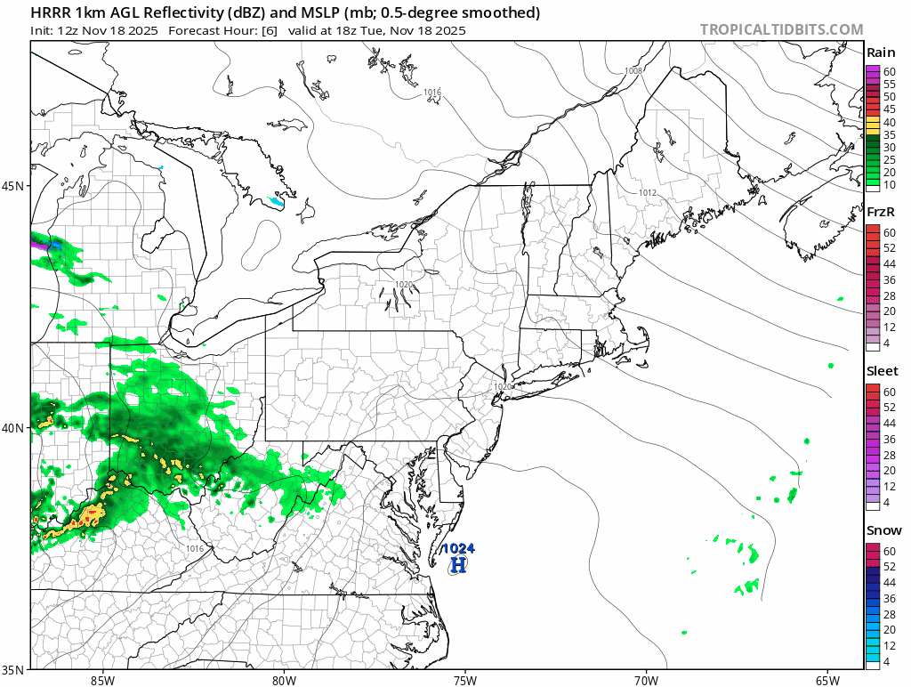 Tuesday, 3:00 PM - **Low pressure to bring beneficial rain to some areas of the Mid-Atlantic region and accumulating snow to others**