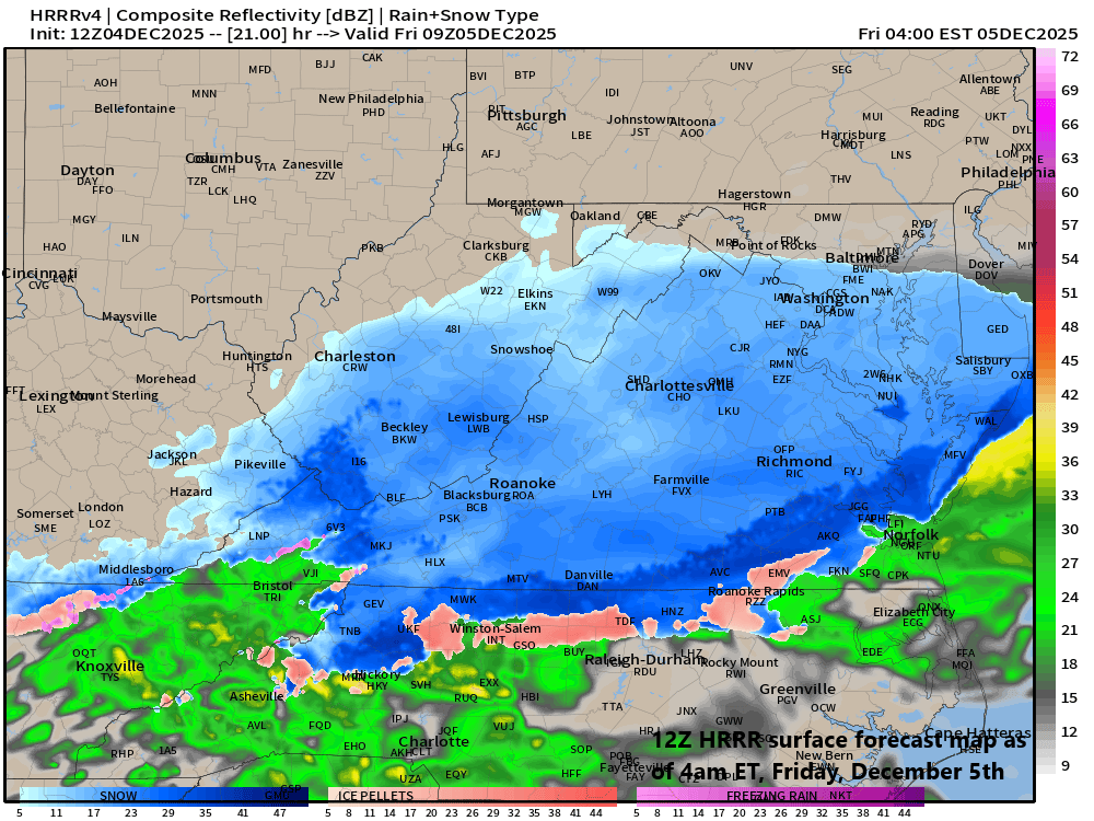 ***A southern Mid-Atlantic snowfall on Friday with accumulating snow DC/Virginia to the Delmarva Peninsula to southern New Jersey...an Arctic blast to set the stage***