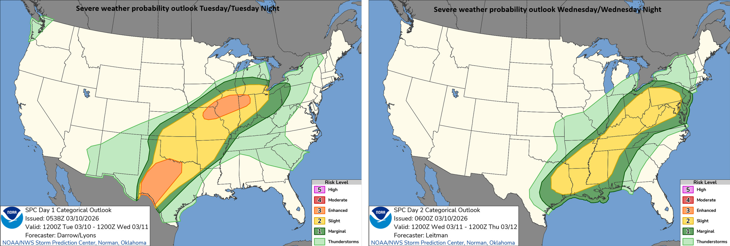 ***Significant severe weather threat next couple of days associated with powerful cold front...southern Plains to Upper Midwest later today...Lower MS Valley to Mid-Atlantic later tomorrow***
