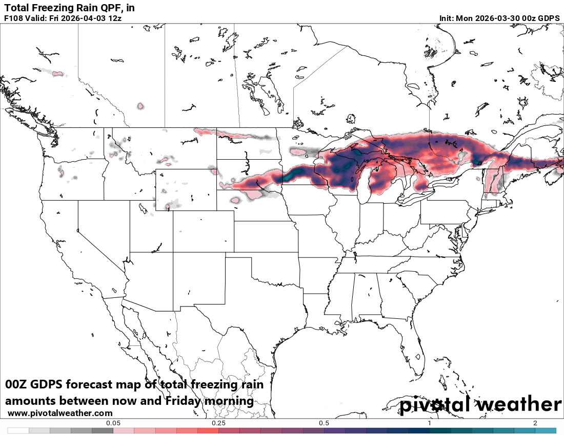 **Mid-week action from Texas to the Great Lakes with severe storm threat down south and ice/snow threat up north**