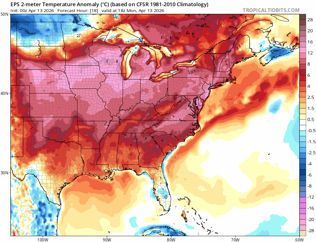 **A significant and potentially record-breaking warmup this week with 90+ degrees on the table...some similarities to April 1976...MJO suggests we’re not done yet with the chilly air outbreaks**