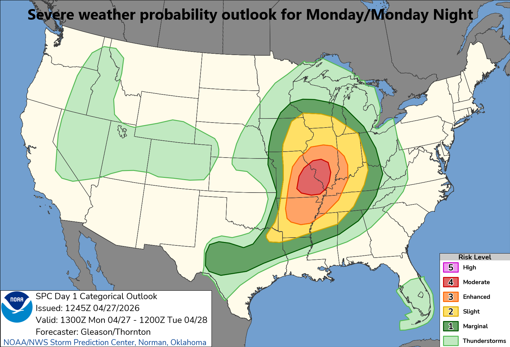 ***Severe weather risk later today with a focus on Missouri and Illinois...threats to continue into May with an active jet stream and additional cold air outbreaks***