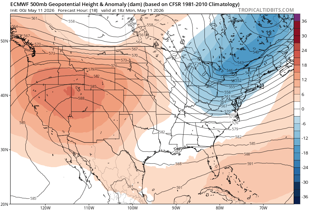 *Cool and unsettled weather dominates this week across the northeastern states...overall pattern flips by early next week with 90+ degrees on the table for Sunday, Monday and Tuesday*
