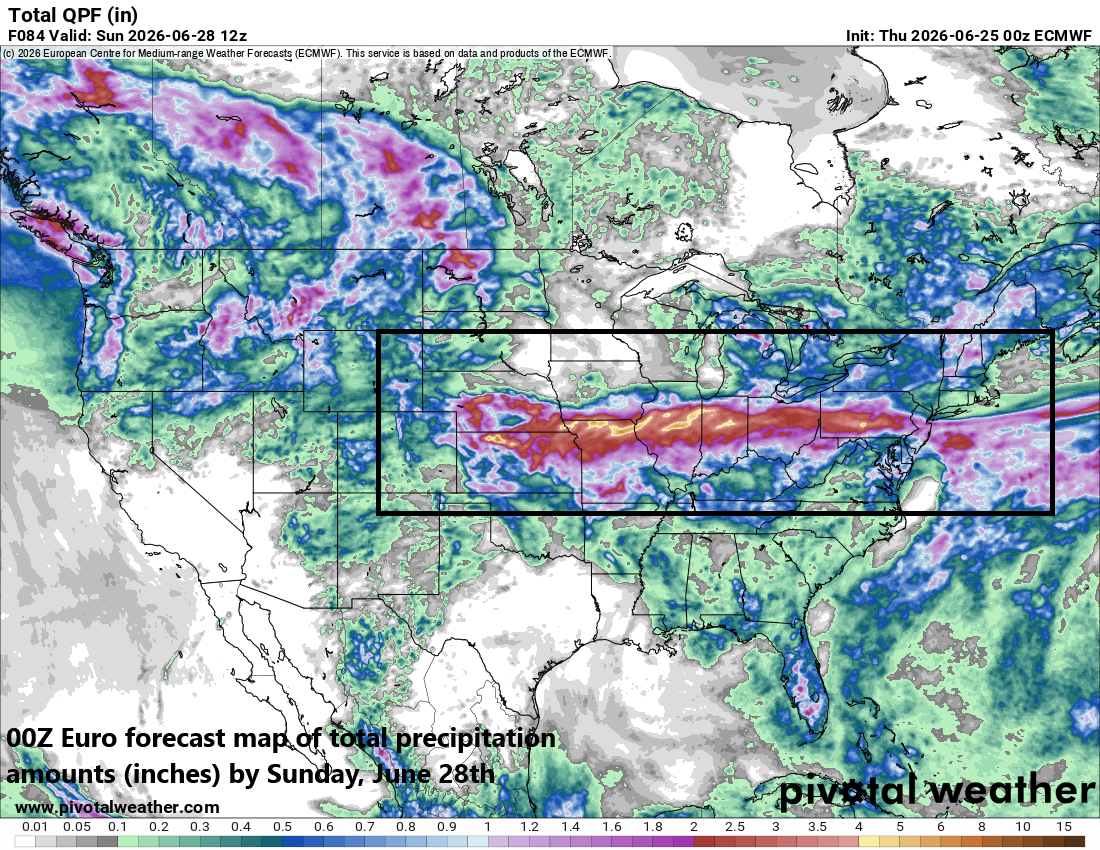 ***Severe weather/flash flooding today across the central Plains...same system pushes to the Mid-Atlantic region by Saturday with risk of downpours to head east...hot weather arrives next week***