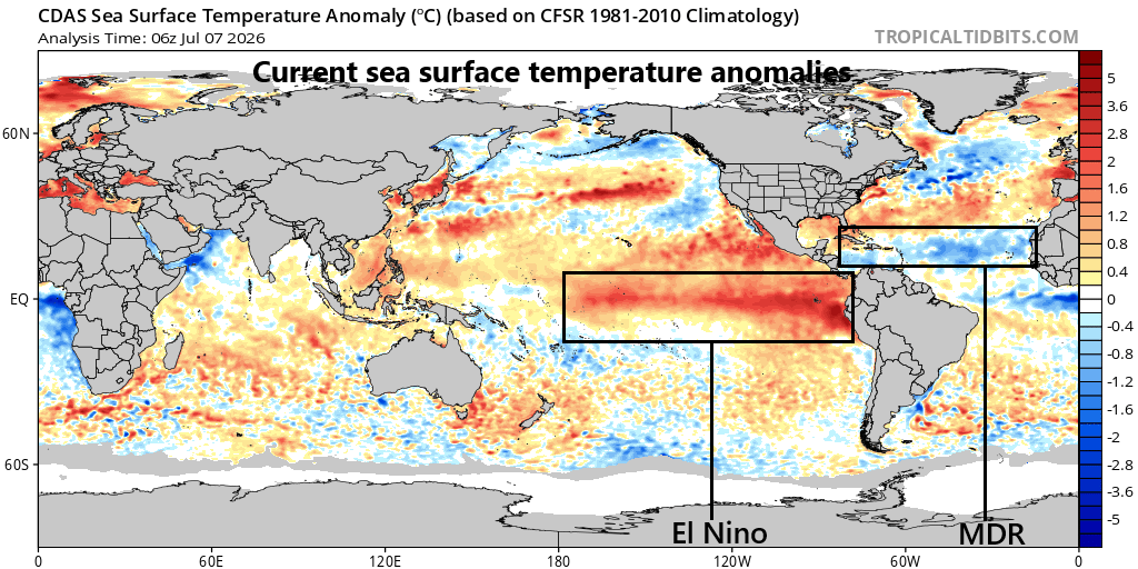 **El Nino continues to intensify in most regions of the tropical Pacific...big implications on Pacific and Atlantic tropical seasons...likely impact on upcoming winter season**