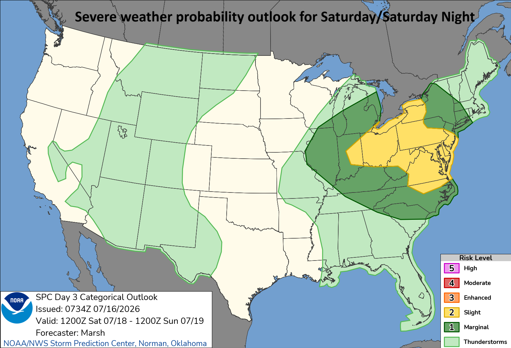 **Severe weather/heavy rain threat continues for Saturday in the Mid-Atlantic region...frontal system and an impressive wave aloft will boost instability…more wildfire smoke**