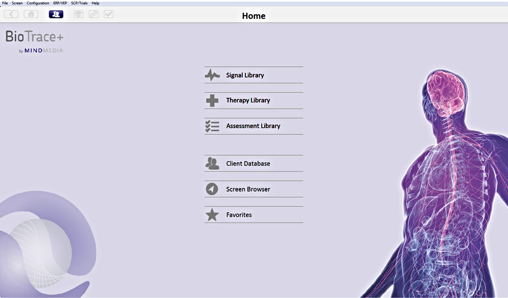 BioTrace+ Software Home Screen