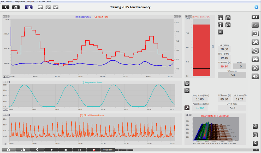 BioTrace+ HRV Control Screen