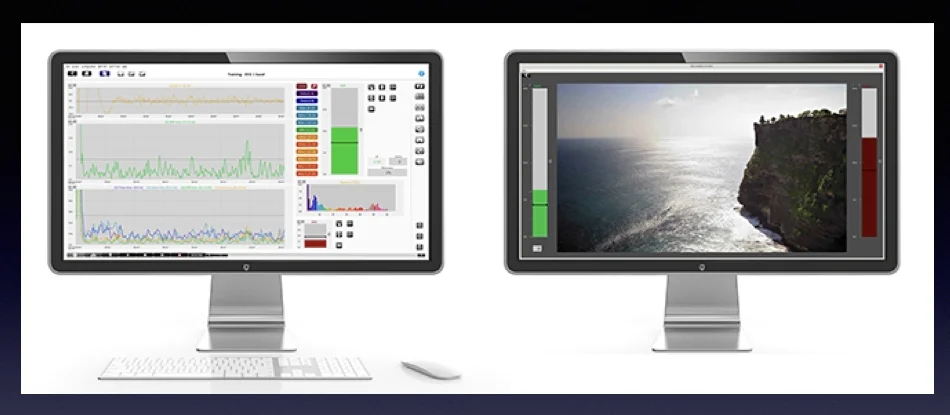 A dual display is often favoured with the client screen presenting the EEG parameters to be influenced in the form of a game, an image, video, sound etc