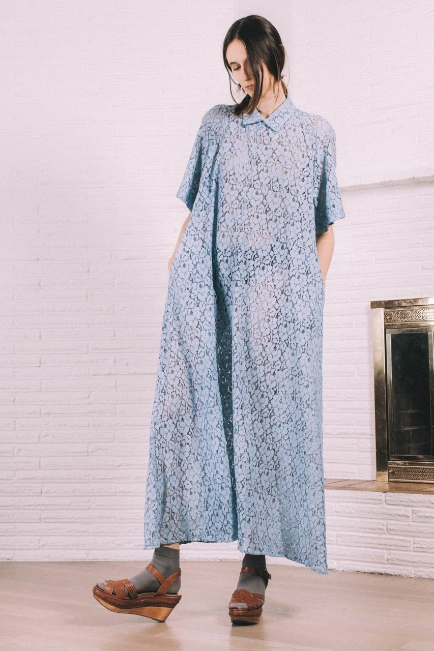 lace collar dress / baby blue | Kate Towers