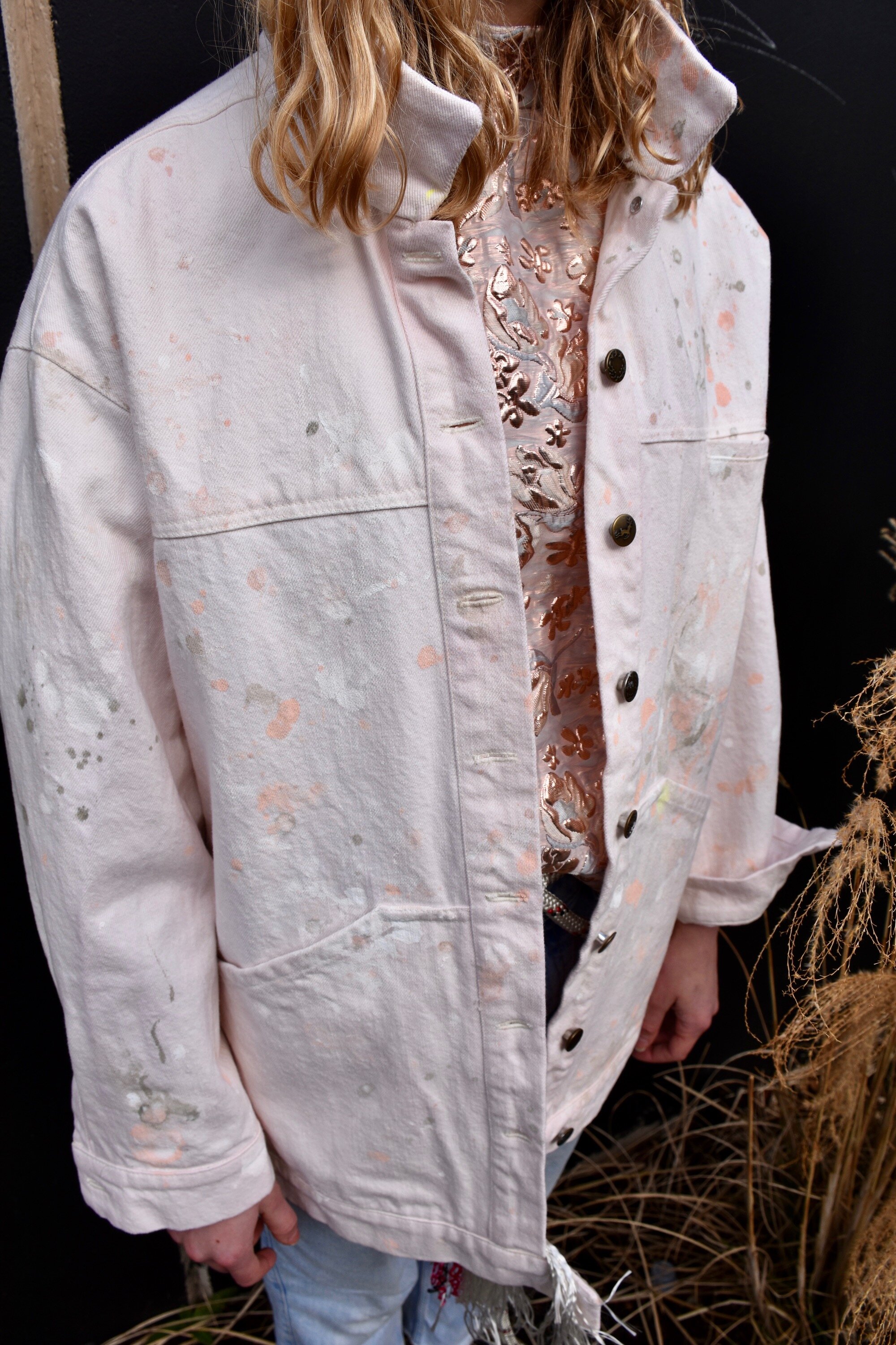 cream oversized denim jacket