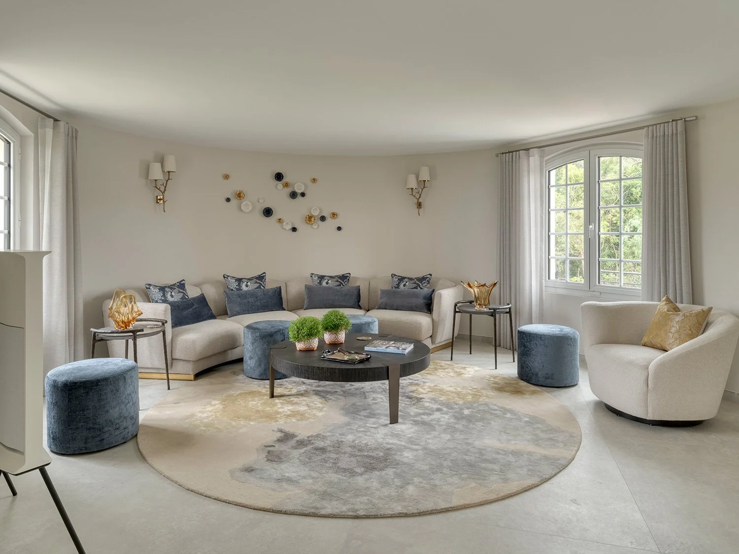  Overlooking the  Bay of Cannes , this project was commissioned by a returning client who invited Maisha Design to assist with both the  selection of the property and the design of the interiors . The brief was to create a relaxed yet sophisticated h