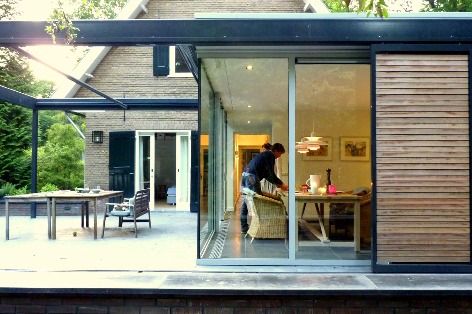 Zichtlijn dwars op aanbouw