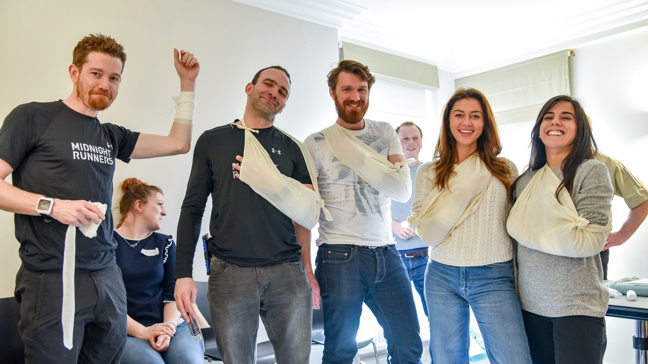 The walking wounded show off the treatment they received from fellow students