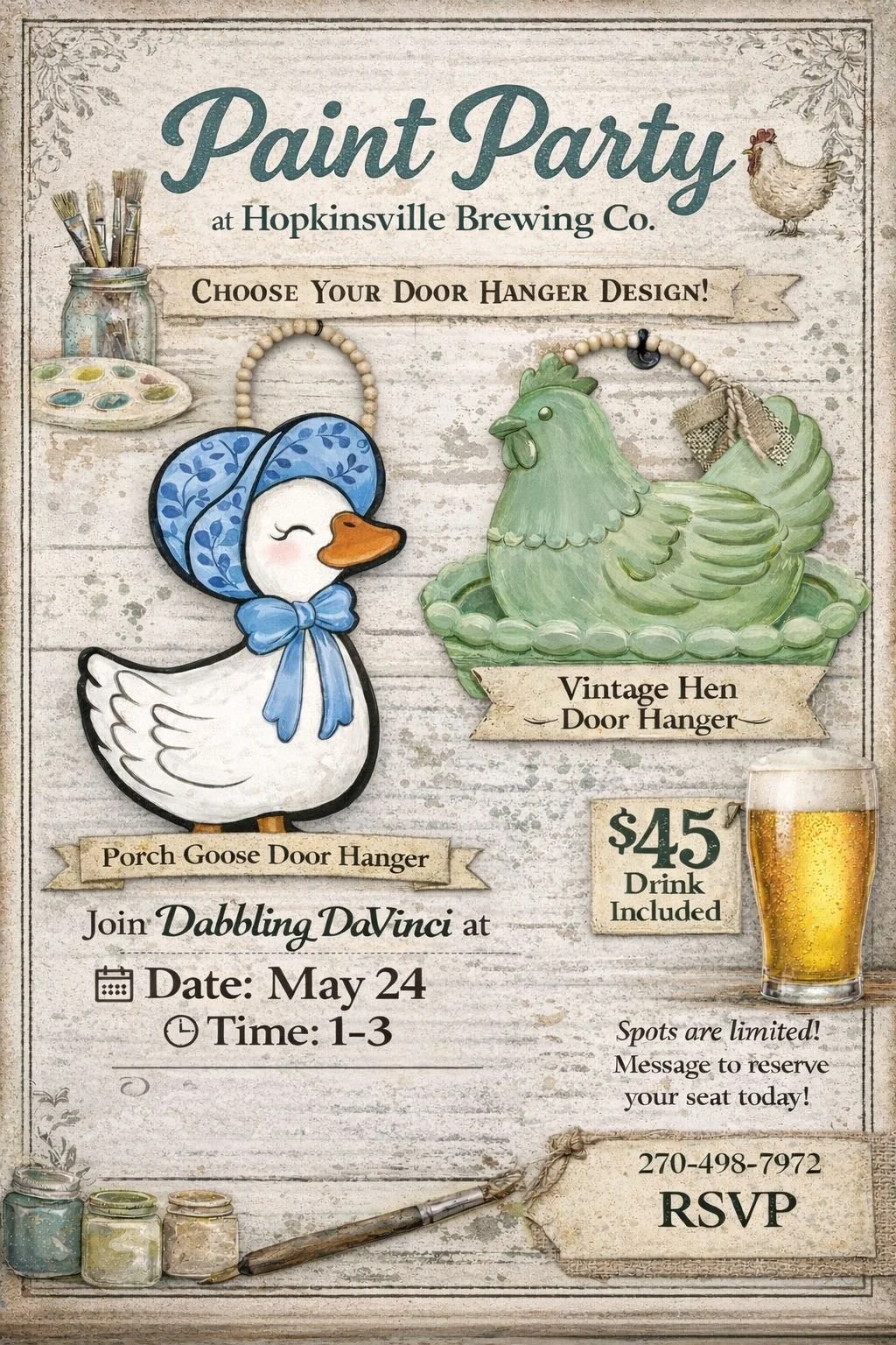 Vintage Door Hanger Paint Party