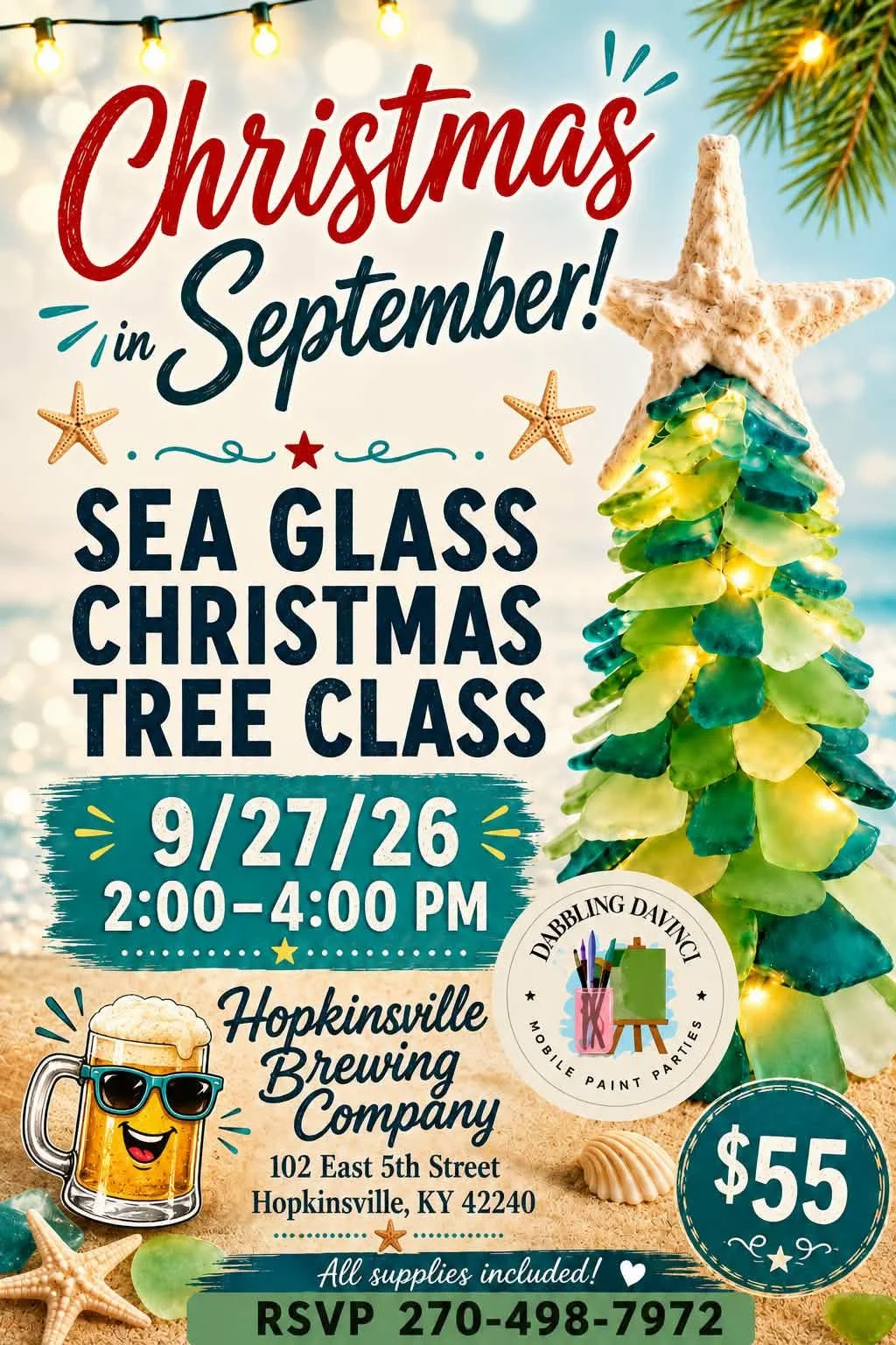 Lighted Sea Glass Christmas Tree Workshop