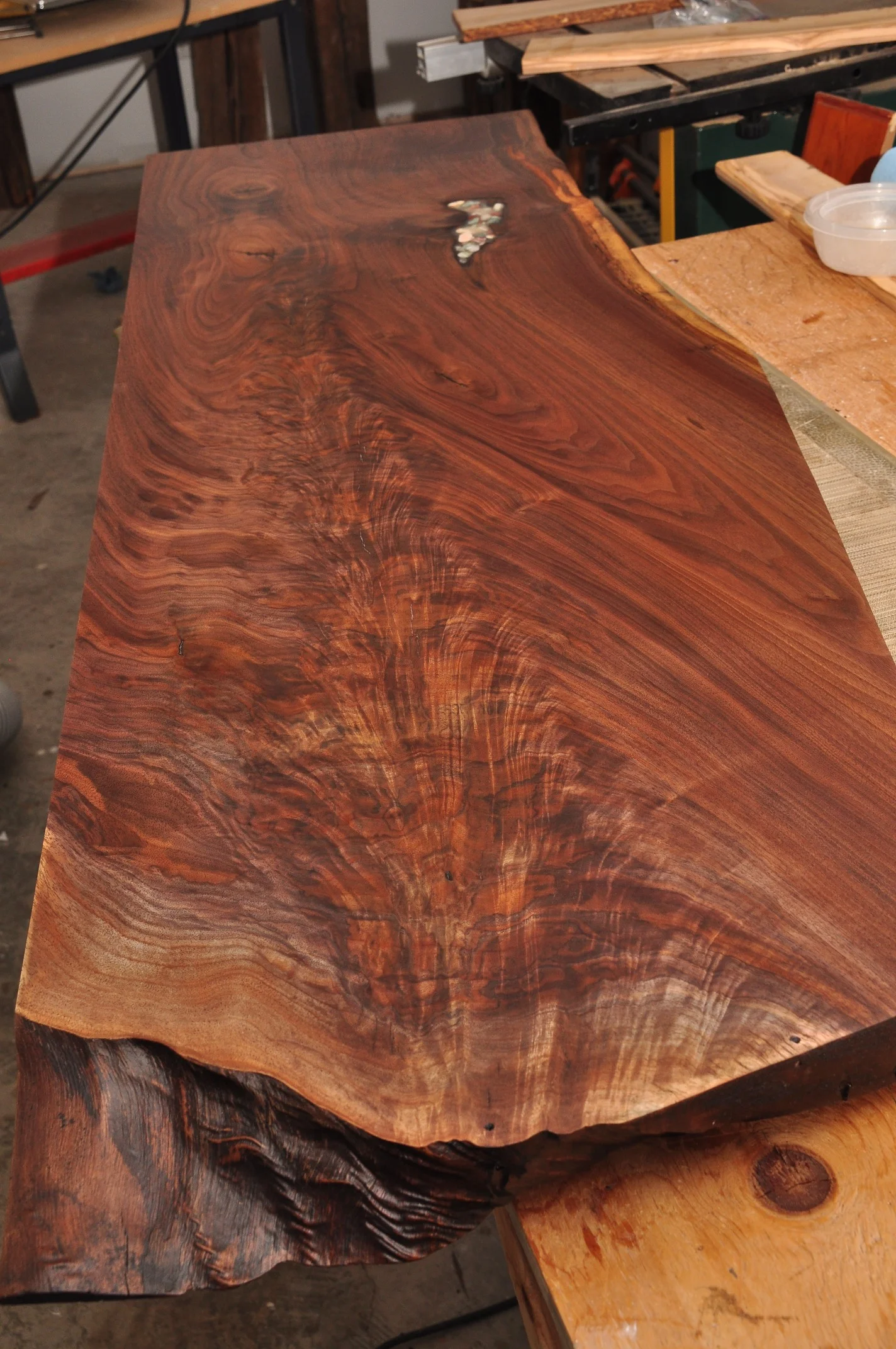 Unbelievable figuring in this walnut coffee table