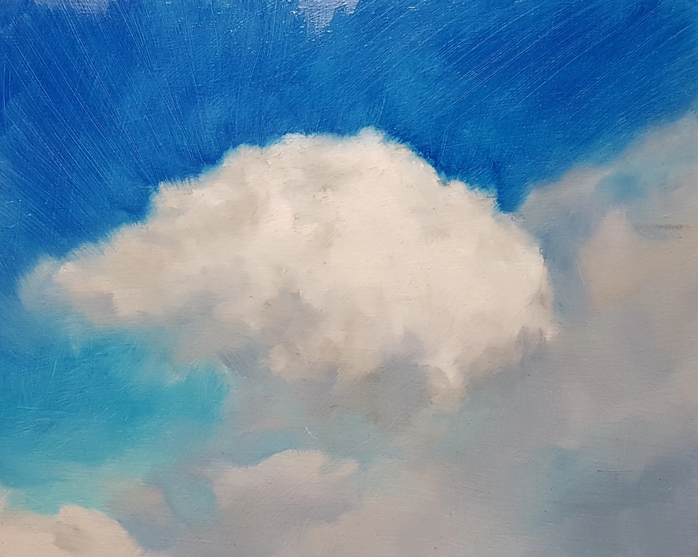 Sold. Little Winter Blue, oil on wood, 8 inches x 10 inches, 2018. 