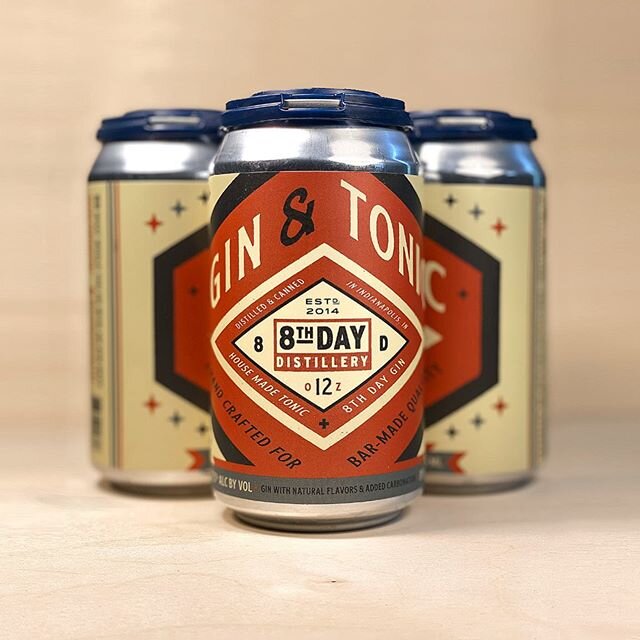New @8thdaydistillery G&amp;T cans! 
Playing with these shapes based on the logo results in some really unique type challenges. When it clicks like this can design though, it&rsquo;s so satisfying!
.
.
#labeldesign #design #beverage #gin #ginandtonic