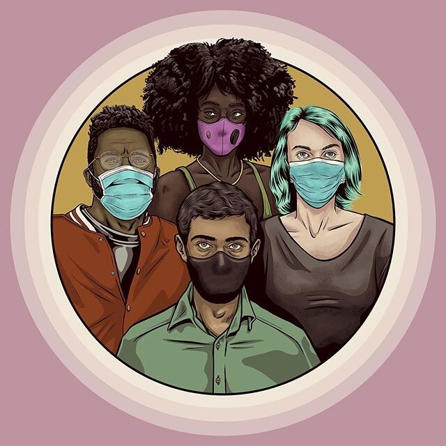 Keep an eye out for these posters and banners around the city. The @artscouncilindy and @cityofindianapolis teamed up with 6 local artists to depict the importance of face coverings to combat the pandemic. Check out the other works by @tashabeckwithf