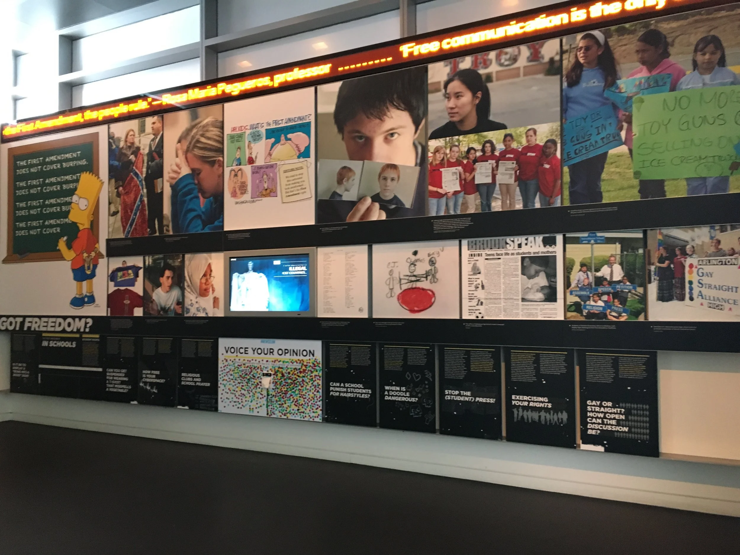 This exhibit poses the question, What freedoms do students have at school?