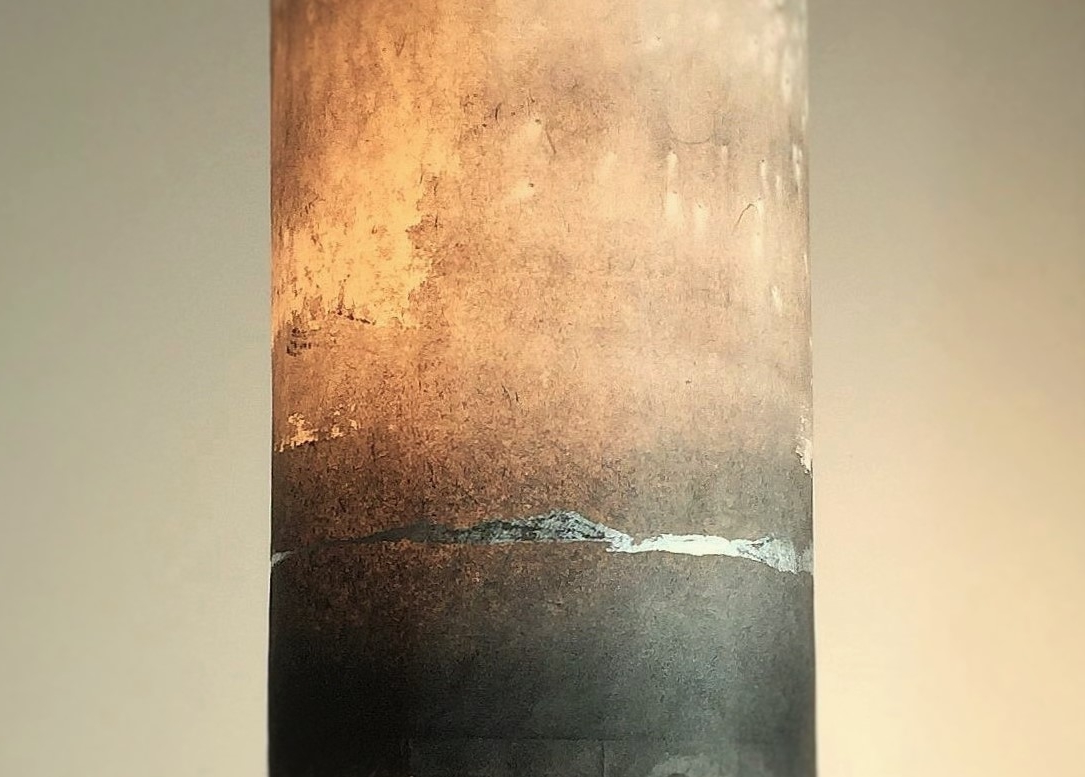 Hand painted mulberry paper lighting in sumi ink and silver leaf by JAEYOONMIN 