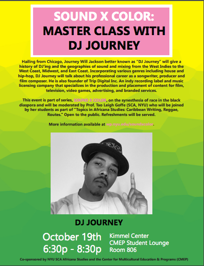 SOUND X COLOR: Master Class with DJ Journey, October 19, 2017