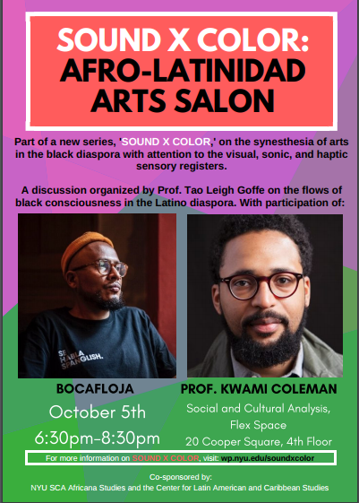 sound x color: afro-latinidad arts salon, October 5, 2017