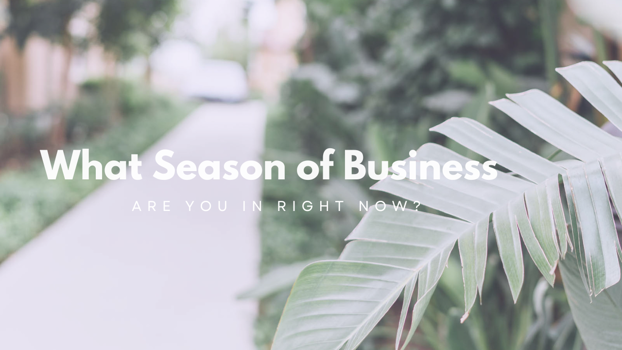 Graphic illustrating the Seasons of Business Framework — Rebuilding, Launching, Sustaining, and Simplifying — for online coaches and service providers