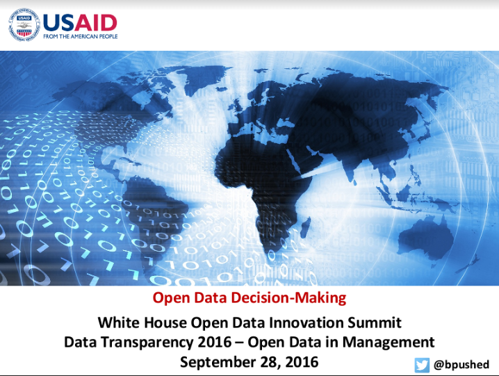 1:45pm Open Data Decision-Making: Brandon Pustejovsky, PMP, Chief Data Officer, USAID