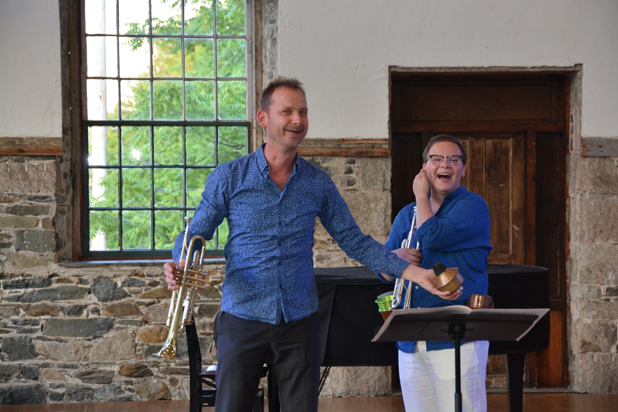 Marco Blaauw transmitting the joys of MICHAEL to me in EINGANG UND FORMEL. Chosen Vale International Trumpet Seminar 2016.