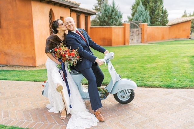 Who else could use a Vespa for a little getaway right about now? Count us in 🙋🏼We'll just zip by all of our friends houses for a beep and a wave!⁠
⁠
#ranchatthecanyons #ranchatthecanyonswedding #msweddings ##bendwedding #centraloregonwedding #smith