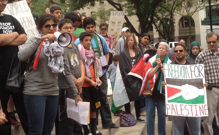   Speaking at a rally against the bombing of Gaza, In Indianapolis, 2014.  