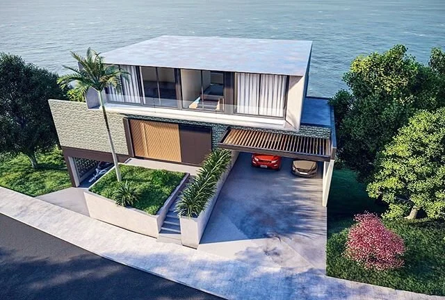 TBT de hoje &eacute; do projeto da casa QMS-02 que ser&aacute; constru&iacute;da em Florian&oacute;polis. Com uma vista incr&iacute;vel para o mar, o nosso desafio foi implantar uma casa em um terreno bastante inclinado, de modo que a vista ao mar fo