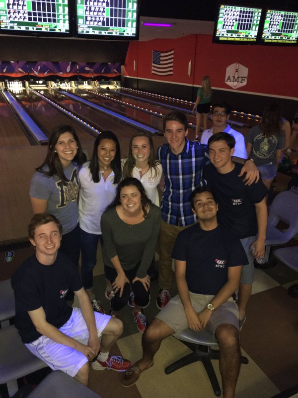 Theta Chi's and Kappa Alpha Theta's teaming up at Bowling For Breast Cancer